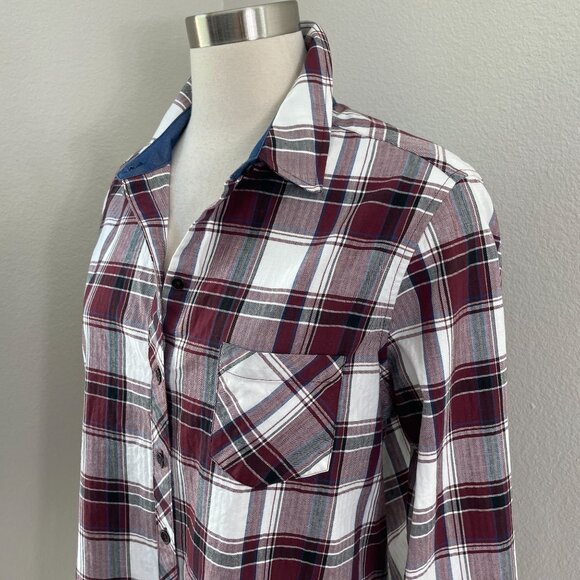 Foxcroft Womens 16 Plaid Button Up Shirt Long Sleeve Top Cotton - Picture 2 of 10